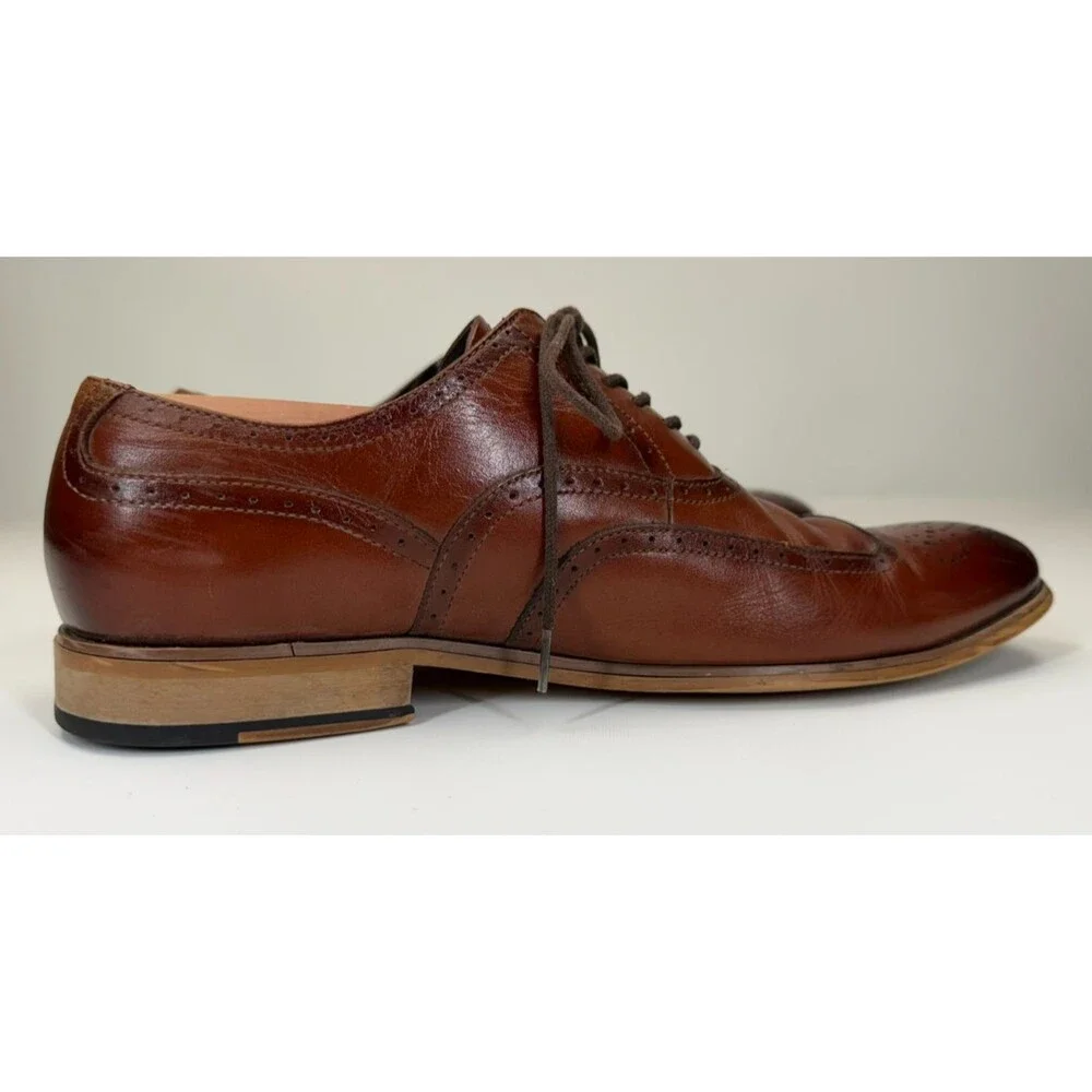STACY ADAMS Mens Casual Dress Shoes Brown Leather Oxfords Brogue Sz Size 10M